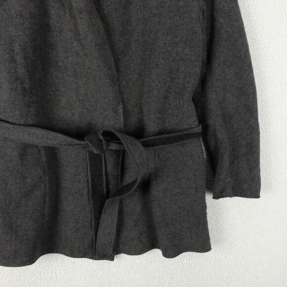 Gap Hoodie Womens Small Gray Open Belted Wool Blend Lightweight Hooded Casual - Picture 3 of 8